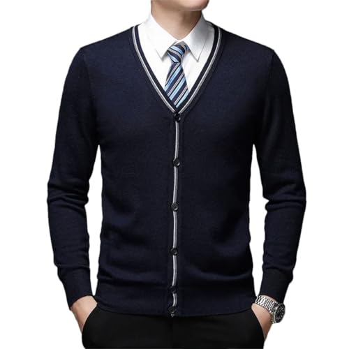 Men Wool Sweater Cardigan Outwear Knit for V Neck Buttons Down Male Clothing