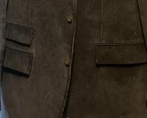 Mens Slim Fit 2 Piece Suit Two Button Notched Lapel Solid Corduroy Suit Jacket Pants Set Tuxedo for Prom HZH733