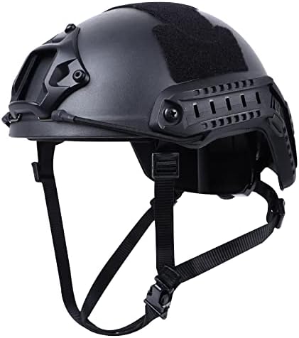 GHILEO Airsoft Helmet, Adjustable Fast MH Jump Protective Gear for Tactical Paintball Game Skateboard Outdoor Sports Black