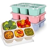 Bento Box Adult Lunch Containers, Bento Box for Kids, 4 Pack 5-Compartment Meal Prep Containers Lunch Boxes, Reusable Food Storage Snack Containers With Lids for School, Work, and Travel