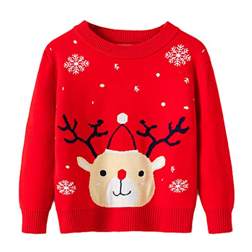 Image of Toddler Boy Girl Christmas Sweater Knite Pullover Xmas Reindeer Elk Snowman Cartoon Sweatshirts Tops