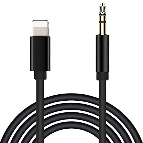 WHJJK AUX-Kabel für iPhone, L-Lightning auf 3.5 mm Audiokabel für Auto, kompatibel mit i-Phone 12/11/XS/XR/X/8/7/6/i-Pad auf Auto/Heimstereo/Kopfhörer/Lautsprecher (1 m), Schwarz YP Cover