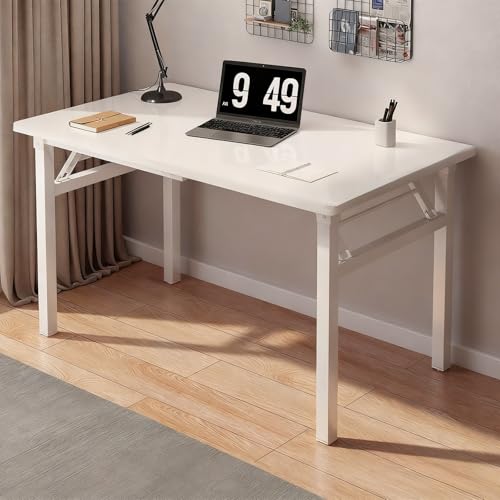 MTIETEME 折りたたみデスク 机 折りたたみパソコンデスク 密度板 厚み増強スチールフレーム ダブル強力スプリング パソコンテーブル 作業机 丸み加工デザイン 調節可能キャスター 高さ75cm 人間工学設計 リビング、書斎、オフィス、寝室などに使われ