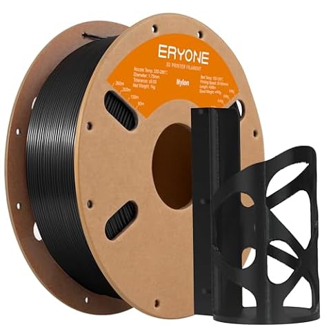ERYONE Engineering Filament, 1.75mm 3D Printing Filament, Dimensional Accuracy +/- 0.03mm, Fit Most FDM 3D Printers, Nylon PA6 Black 1kg Spool (2.2LBS)