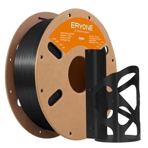 ERYONE Nylon Filament 3D Printer Filament, Polyamide (PA) 1.75mm +/- 0.03mm, Fit Most FDM Printer, 1kg (2.2LBS)/Spool, PA6 Black