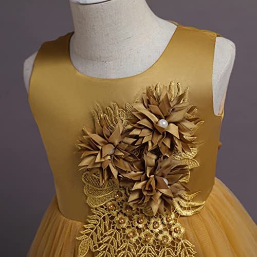Little Big Girl Vintage Flower Tulle Dress Formal Puffy Princess Maxi Gown for Pageant Wedding Birthday Evening Party4