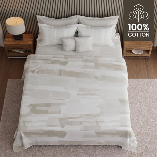 Image of BOUTIQUE LIVING Luxe Loom Weavers Gallore 100% Cotton 600 TC Grey Abstract King Bedsheet Set