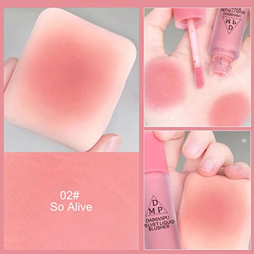 Mousse Liquid Cream Blush Makeup Lightweight - Velvet Matte Texture, Breathable Feel, Sheer Flush Of Color, Natural-Looking, Blush Stick For Cheek, Advanced Hazy Feeling 02# #TOP2