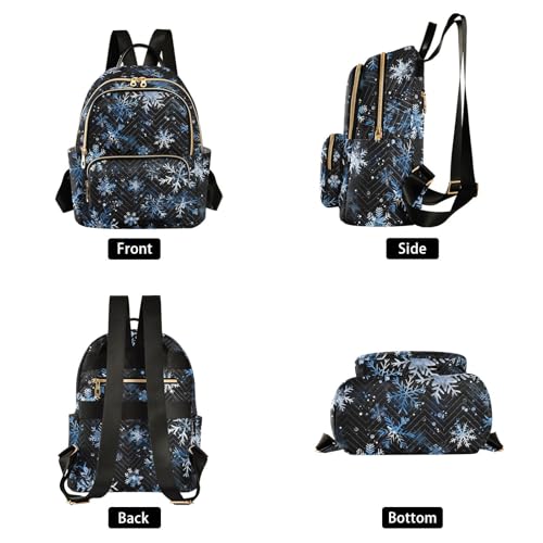 Image of ALAZA Blue Snowflakes Winter Mini Backpack Purse for Women Travel Bag Fashion Daypack Back Pack Shoulder Bag