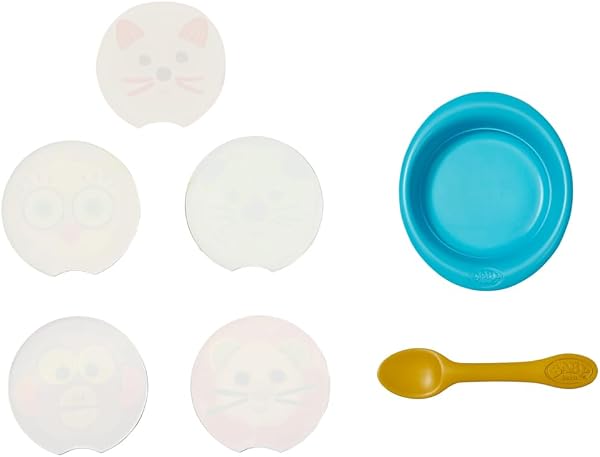 Baby Born Fütterset für Puppen - Inkl. Teller, Löffel & 5 Mahlzeiten-Bildern - Hochwertiges Puppenzubehör - Geeignet für Kinder ab 3 Jahren, Hellblau, Rosa - 2