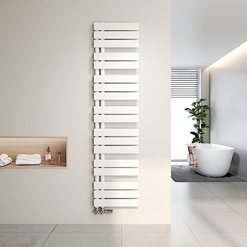 Heilmetz Badheizkörper Flach Design Heizkörper Handtuchtrockner für Badezimmer Handtuchheizkörper mit Seitenanschluss 400x1662mm Handtuchwärmer Weiß 697W