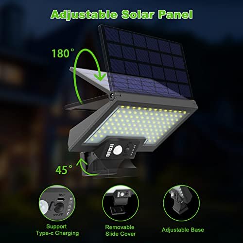 Solar Security Lights Outdoor Motion Sensor, JESLED 108LEDs 4 Modes Solar Lights Outdoor, 3200mAh USB Charging Solar Powered Durable Wall Lights for Patio Yard Pathway Garage