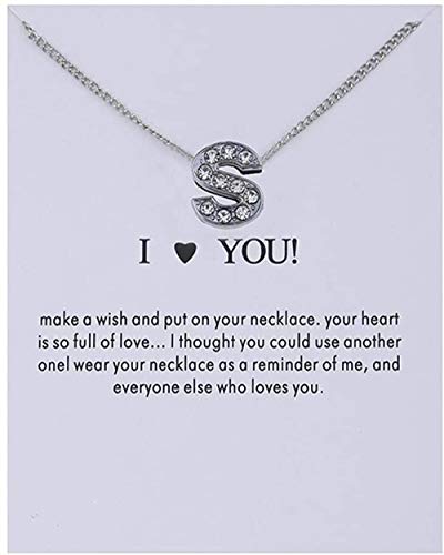 Preisvergleich Produktbild CKAWM Halskette Frauen Kristall Alphabet Anfangsbuchstaben Nachrichtenkarte Halskette Anhänger Frauen Halsketten Ich Liebe Dich Schmuck
