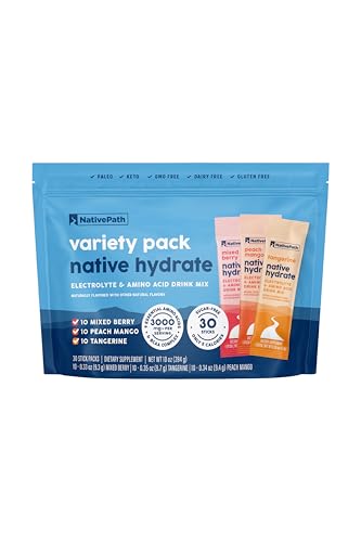 NativePath Hydrate Electrolyte Stick Packs Variety Pack 30 Count