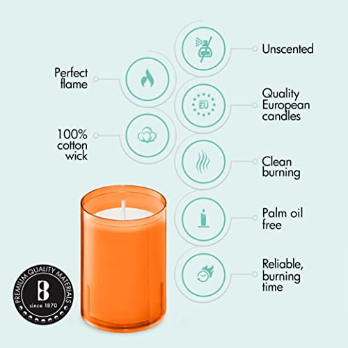 Bolsius Votive Candles - 20 Pack Halloween Candles In Orange Unbreakable Plastic Cups - 24 Hours - Premium European Quality - Unscented Smooth And Smokeless Relight Candles #TOP2