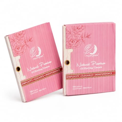 PleasingCare Rose Oil Blotting Sheets Compact for Face, Natural Linen Oil Absorbing Tissues, Makeup SkinCare Friendly, 100 Sheets x 2 Packs