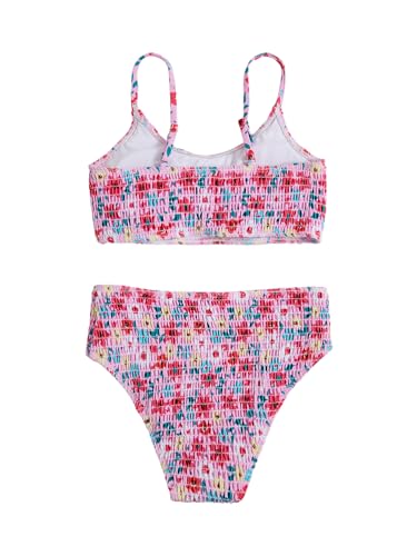 Image of SOLY HUX Girl's Floral Print Bikini Set Spaghetti Strap Smocked Bathing Suit Two Piece Swimsuit