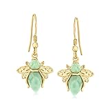 Ross-Simons Jade Bumblebee Drop Earrings in 18kt Gold Over Sterling