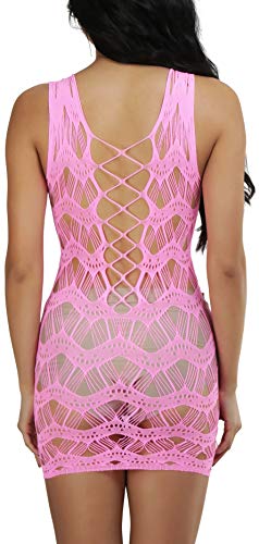 Image of ToBeInStyle Women's Stretch See Through Fishnet Novelty Mini Rave Party Dress