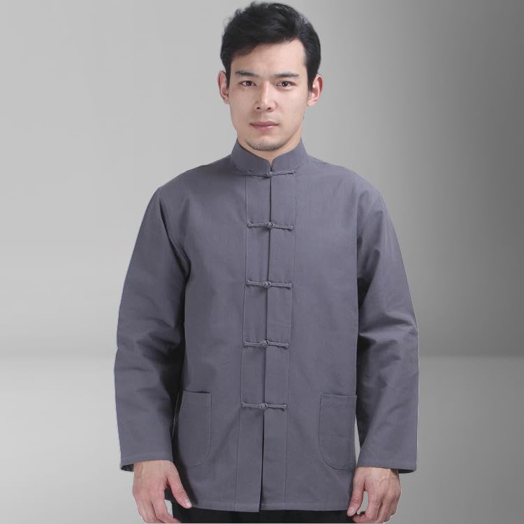 Bata de algodón para hombre con botones de estilo chino Hanfu casual 3