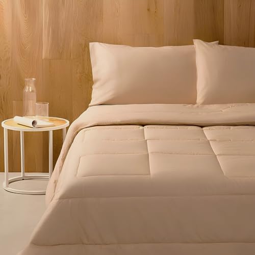 Bassetti Trapunta Matrimoniale Invernale Pop Color 260x260 cm – 100% Cotone, Imbottitura Anallergica 320 g/m², Certificazione OEKO-TEX®, Made in Italy – Tinta Unita (Beige)