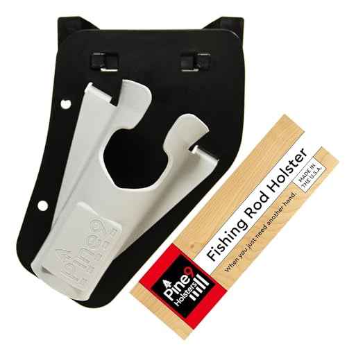 Ambie Fishing Rod Hip Holster - Patented Ambidextrous Quick-Draw Fishing Pole Holder Made in USA - Spinning Baitcaster & Centerpin Reels - Fits Any 1.5 Belt - Ghost