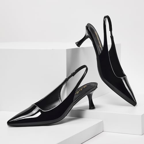 Elisabet Tang 1.96IN Trendy Closed Toe Slingback Kitten Heels for Women Low Dressy Pumps Wide Width Sexy for Prom4
