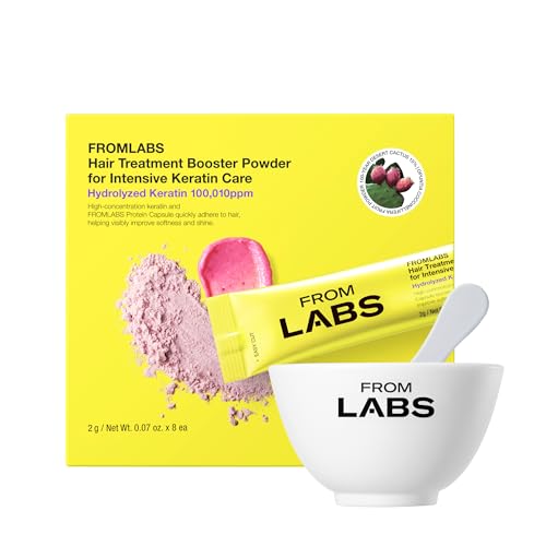 FROM LABS Hair Treatment Booster Powder for Intensive Keratin Care, Mix with FROMLABS Protein Capsule Hair Repair Treatment, For Damaged, Bleached & Frizzy Hair, 2g*8 Single‑Use Packets(Powder only)