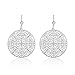 Vanbelle Rhodié Argent 925 avec Laser Cut Filigrane Boucles d'oreilles avec crochet français pour les femmes et les filles