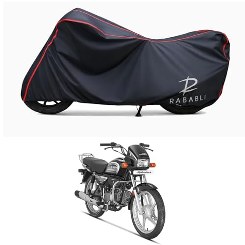 Image of Waterproof Bike Body Cover Compatible for | Hero Splendor Plus i3S | Taffeta Fabric, Red Piping Design, Bottom Elastic Fit | Dustproof, Sun UV & Rain Protection for All Bikes