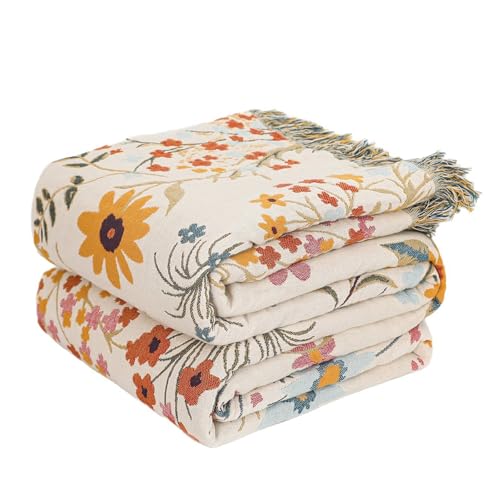 Image of LUTBM Boho Throw Blanket for Couch 50 inchx60 inch, Cotton Decorative Bed Throws