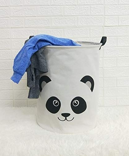 TIBAOLOVER 19.7" Large Sized Waterproof Foldable Laundry Hamper Bucket,Dirty Clothes Laundry Basket, Bin Storage Organizer for Toy Collection,Canvas Storage Basket with Stylish Cartoon Design (Panda)