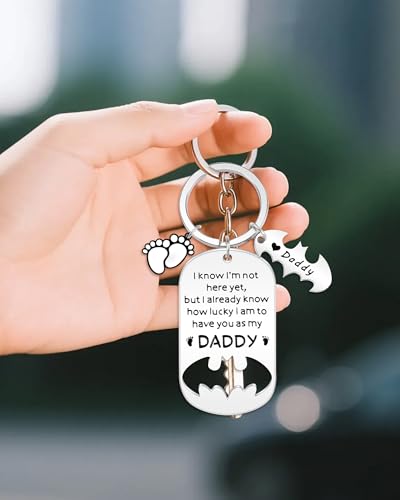Image of Father Keychain, Batman Keychains for New Dad Step Dad Grandpa Son, Fathers Day Birthday Gift for Daddy from Daughter