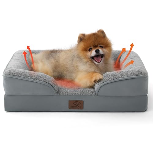 Image of Bedsure Self Warming Orthopedic Dogs Bed for Small Dogs - Washable Small Dog Bed Waterproof, Comfort Pet Couch with Removable Cover, Pets Sofa with Nonskid Bottom, Grey, Non-Electric