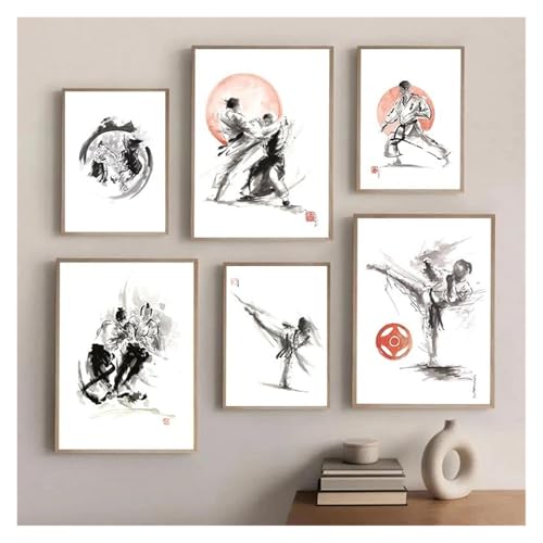Cuadro sobre lienzo de karate samurái para decorar salones modernos 3