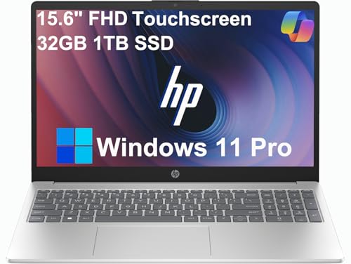 Image of HP 15 Laptop (15.6" FHD Touchscreen, Intel Core i5-1334U (> i7-1255U), 32GB RAM, 1TB SSD) for Business, Students, Home, 10-Hour Long Battery Life, Webcam, Wi-Fi 6, Numpad, Fast Charge, Win 11 Pro