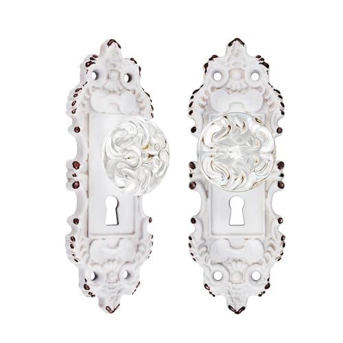 CEYMIO Vintage Dummy Door Knob Interior 2 Pack Crystal Glass
