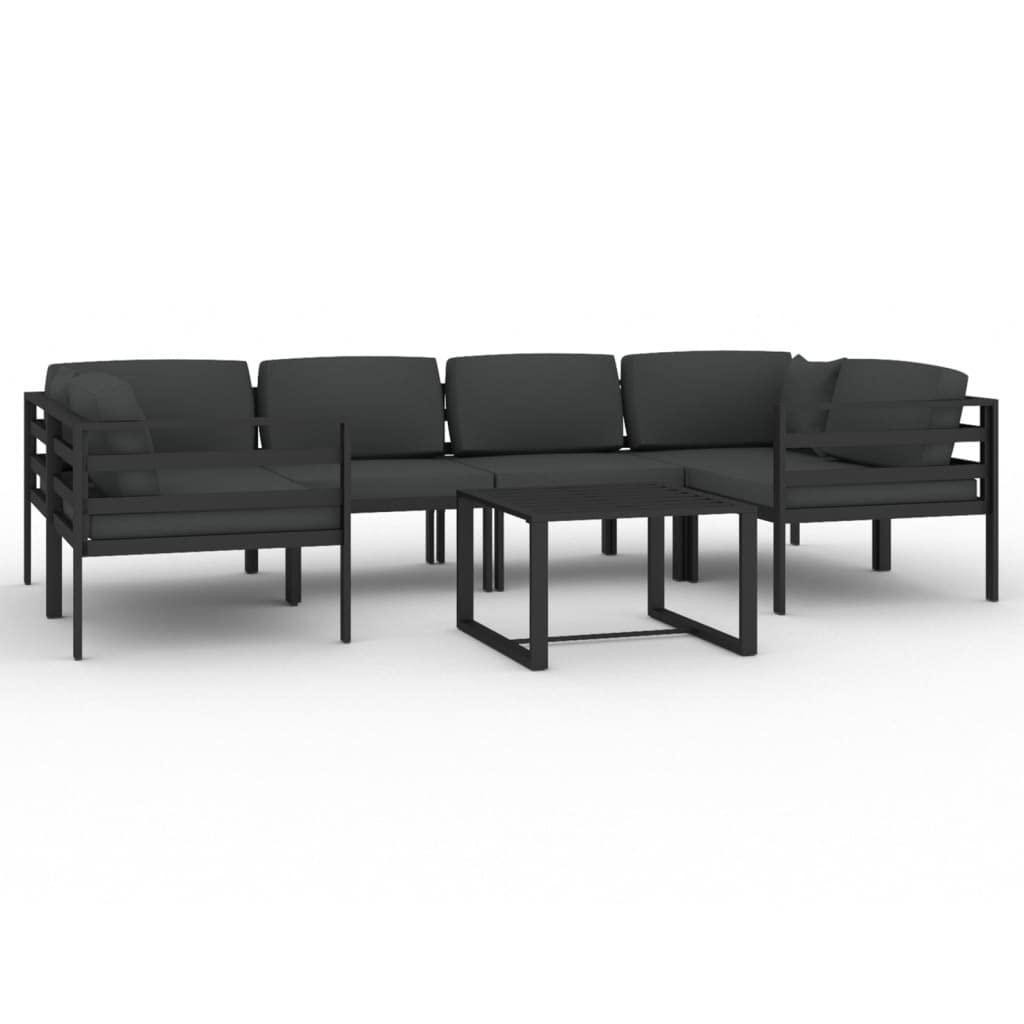 7-częściowy zestaw wypoczynkowy ogrodowy, aluminium, antracyt, modułowy, odporny na warunki atmosferyczne, z poduszkami, na taras, balkon, do użytku na zewnątrz, 110 kg na siedzisko, wygodny