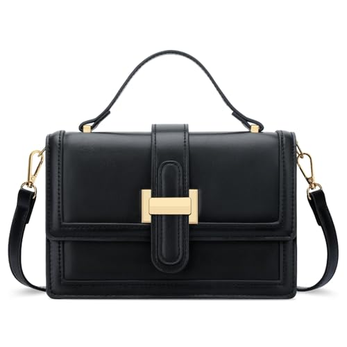 KKXIU Bolsas transversais de designer para mulheres bolsas e bolsas de mão de couro vegano bolsa de ombro com alça superior, A - Preto