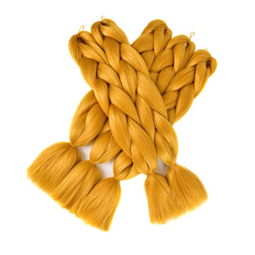Art Show Braiding Hair Crochet Braids 5Pcs Box Braid Twsit Hair Ombre Braiding Hair Synthetic Crochet 24inch Hair Extensions(A21 dark blonde)