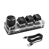 XMSJSIY Mini 3 Key Keypad Mechanical Keyboard One Handed Hot Key with 1 Knob DIY Programmable Macro Customized Program with RGB led for Office Gaming Media Supplies -1 PCS