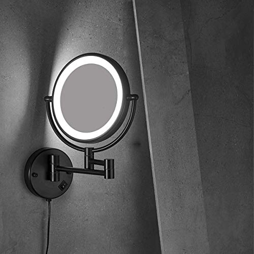Miroir de maquillage noir LED 8 pouces avec grossissement rotatif - 5