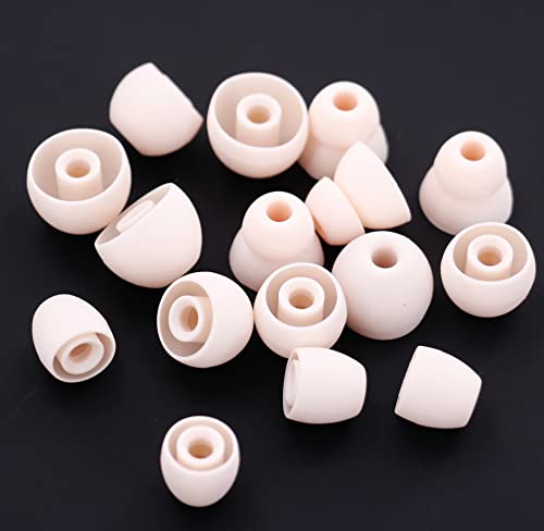 Image of 8 Pairs Powerbeats Pro Ear Tips Buds, 4 Size Replacement Soft Flexible Fit in Case Noise Reduce Silicone Rubber Gel Earbuds Eartips Wing Skin Accessories Compatible with Beats Flex /BeatsX - Ivory