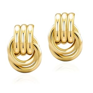 Chunky Gold Knot Earrings Statement Earrings for Women Gold Plated Dupes Geometric Dangle Earrings Hypoallergenic Fashion Trendy Jewelry Gifts