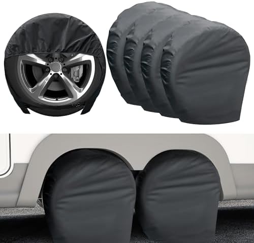 4-Pack Waterproof Tire Covers For RV, Truck & SUV - Fits 27-29 Inch Tires, 420D Oxford Fabric, UV Protection