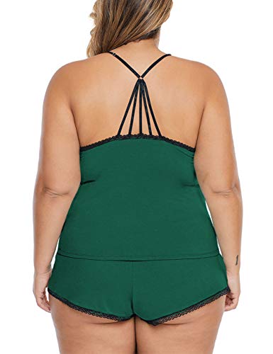 Image of Women Plus Size Pajamas Cami Shorts Set Nightwear Sexy Lace Lingerie Sleepwear