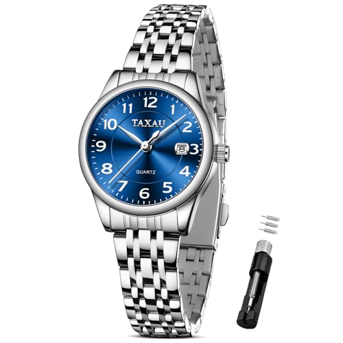 Womens Watch Fashion Dress Waterproof Silver Watches for Women Casual Easy Read Quartz Analog Women's Watch Two Tone Stainless Steel Ladies Watches with Day Date