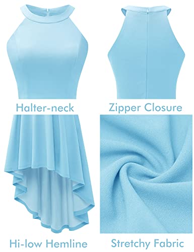 Dressystar Women Halter Summer Cocktail Dresses Sleeveless Hi-Lo Bridesmaid Dress Formal Party Dress For Wedding Guest Lm28 Blue M #TOP5