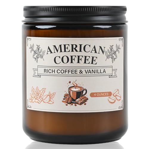 Ventro Vykor Scented Soy Candle - 100% Natural Soy Wax, Recyclable Frosted Glass Jar & Metal Lid, Thoughtful Gift for Book Enthusiasts, Cozy Reading Ambiance Candle (4OZ, American Coffee)