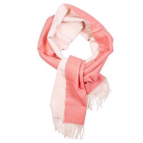 Écharpe 100% bébé alpaga rose-blanc pour stopper le cou qui gratte